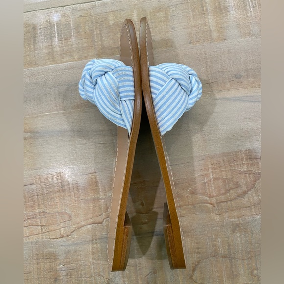 Something Navy Cici Bow nautical blue white striped slide on sandals flats shoes - Picture 12 of 13